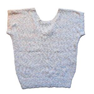Vintage 80s Knit Boucle Sweater Top Size Small 37"B Pullover Pastel